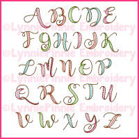 2 Color Ribbon Triple Run Embroidery Font -- 4 sizes + BX
