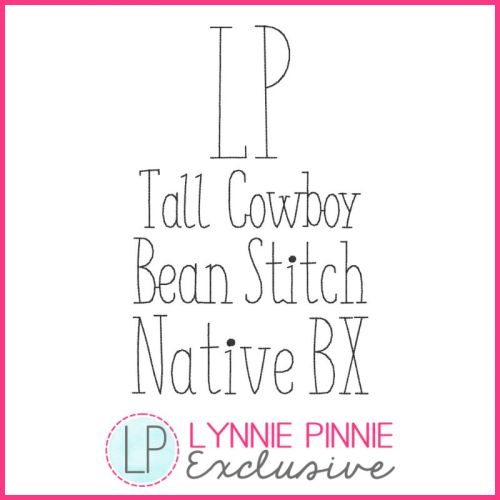 Tall Cowboy Bean Stitch Font Font DIGITAL Embroidery Machine File -- 5 sizes + Native BX Embroidery Font Scalable