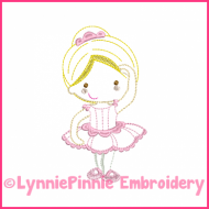 Ballerina Princess Cutie Colorwork Sketch Embroidery Design 4x4 5x7 6x10