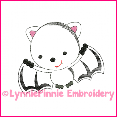 Bat Cutie Colorwork Sketch Embroidery Design 4x4 5x7 6x10