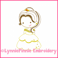 Beautiful Princess Cutie Colorwork Sketch Embroidery Design 4x4 5x7