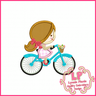 Spring Bicycle Cutie Girl Applique Design 4x4 5x7 6x10 7x11