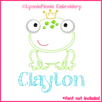 Little Frog Prince Colorwork Sketch Embroidery Design 4x4 5x7 6x10