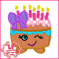 Cutie Kawaii Birthday Cake Applique 4x4 5x7 6x10 7x11 SVG