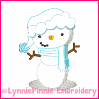 Snowman Colorwork Sketch Embroidery Design 4x4 5x7 6x10a