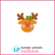 Reindeer with Holly Mini Fill Stitch Christmas Embroidery Design File 4x4