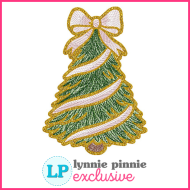 Sketchy Fill Christmas Tree with Bow HTV Trim Christmas Embroidery Design File 4x4 5x7 6x10 7x11