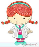 Little Cutie Doctor Girl Applique 4x4 5x7 6x10 SVG