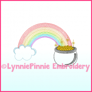 Colorwork Pot of Gold Sketch Vintage Machine Embroidery Design File 4x4 5x7 6x10