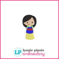 Asian Princess Mini Fill Stitch Machine Embroidery Design File 4x4 - 3 sizes