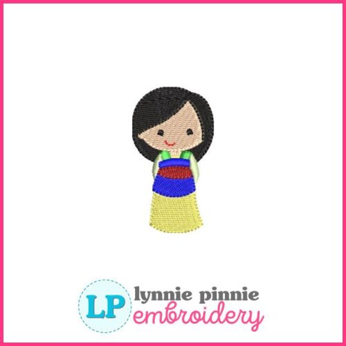 Asian Princess Mini Fill Stitch Machine Embroidery Design File 4x4 - 3 sizes