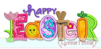 Happy Easter Collage Word Applique 4x4 5x7 6x10 SVG