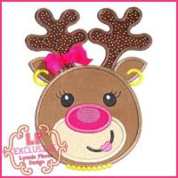 Happy Reindeer Girl Applique 4x4 5x7 6x10 7x11 SVG