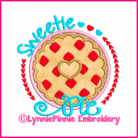 Sweetie Pie Heart Applique 4x4 5x7 6x10 7x11