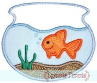 Goldfish in Bowl Applique 4x4 5x7 6x10