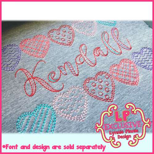 Colorwork Patterned Hearts Sketch Vintage Machine Embroidery Design File 4x4 5x7 6x10