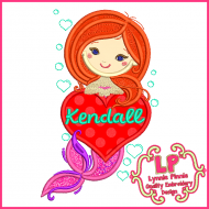 Heart Applique Mermaid 4x4 5x7 6x10 Machine Embroidery Digital Design File