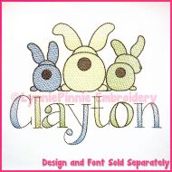 Big Bottom Bunnies Sketch Fill Machine Embroidery Design File 4x4 5x7 6x10