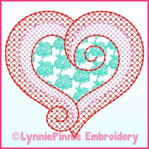Pattern Fill Swirl Heart Machine Embroidery Design File 4x4 5x7 6x10