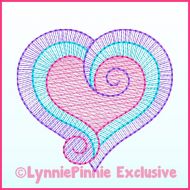 Sketch Fill Swirl Heart Machine Embroidery Design File 4x4 5x7 6x10