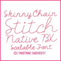 The Fighter Skinny Chain Stitch Font Uppercase & Lowercase Font DIGITAL Embroidery Machine File -- 5 sizes + Native BX Embroidery Font Scalable