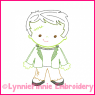 Lil Frankenstein Colorwork Sketch Embroidery Design 4x4 5x7 6x10