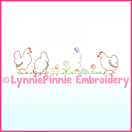 ColorWork Simple Chickens Machine Embroidery Design File 4x4 5x7 6x10