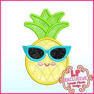 Cutie Pineapple with Sunglasses Applique Machine Embroidery Design File 4x4 5x7 6x10