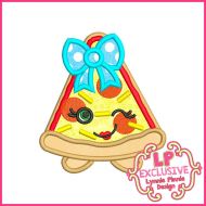 Cutie Pizza Slice with Bow Machine Embroidery Design File 4x4 5x7 6x10
