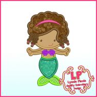 Pretty Mermaid with Braids Applique Machine Embroidery Design File 4x4 5x7 6x10