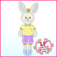 Applique Bunny Prince Machine Embroidery Design File 4x4 5x7 6x10
