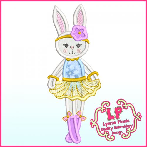 Applique Bunny Princess 2 Machine Embroidery Design File 4x4 5x7 6x10