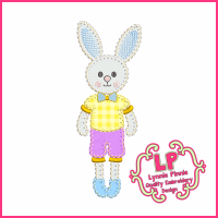 Boy Bunny 1 Applique - Bold Blanket Stitch Machine Embroidery Design File 4x4 5x7 6x10
