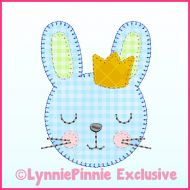 Boy Bunny with Crown Applique - Bold Blanket Stitch Machine Embroidery Design File 4x4 5x7 6x10