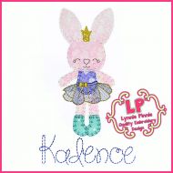Bunny Princess 1 Applique - Bold Blanket Stitch Machine Embroidery Design File 4x4 5x7 6x10