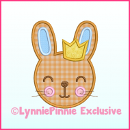 Boy Bunny with Crown Applique Machine Embroidery Design File 4x4 5x7 6x10