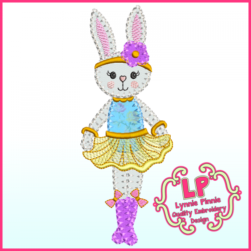 Bunny Princess 2 Applique - Bold Blanket Stitch Machine Embroidery Design File 4x4 5x7 6x10