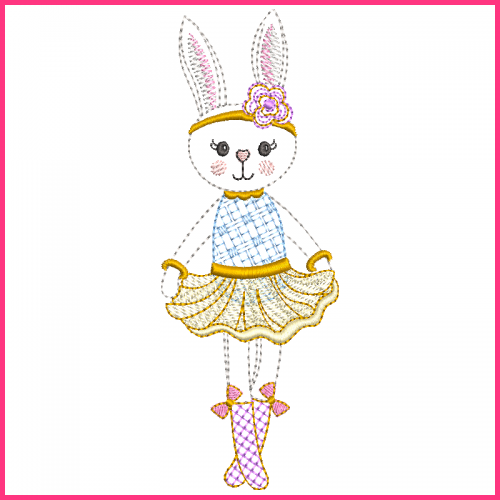 Colorwork Bunny Princess 2 Machine Embroidery Design File 4x4 5x7 6x10