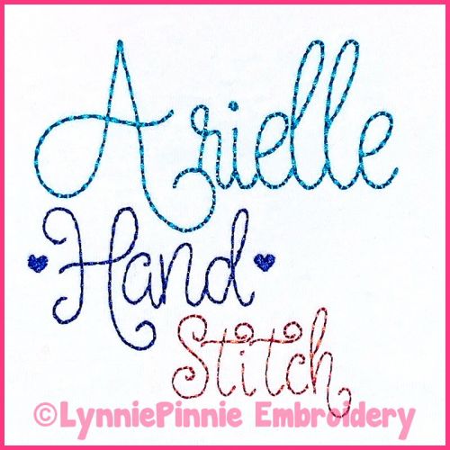 Arielle Script Hand Stitch Style Triple Bean Stitch Font Uppercase & Lowercase Font DIGITAL Embroidery Machine File -- 5 sizes + Native BX Scalable