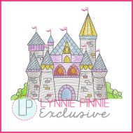 Watercolor Castle Sketch Fill Machine Embroidery Design Optional Mylar 5 sizes 4x4 5x7 6x10 7x11