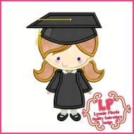 Graduation Cutie Girl Satin Stitch Applique Embroidery Design File 4x4 5x7 6x10