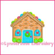 Colorful Candy Gingerbread House Applique 4x4 5x7 6x10 Machine Embroidery Digital Design File