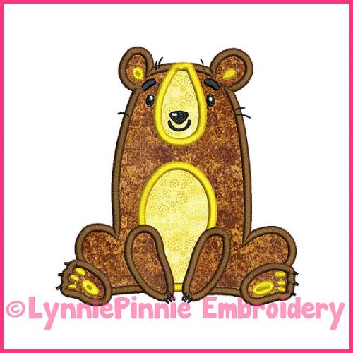 Whimsical Sitting Bear Applique 4x4 5x7 6x10 Machine Embroidery Digital Design File