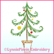 Fancy ColorWork Christmas Tree 1 Machine Embroidery Design File 4x4 5x7 6x10