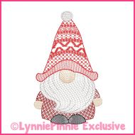 ColorWork Sketch Fill Winter Gnome Boy 2 Embroidery Design File 4x4 5x7 6x10