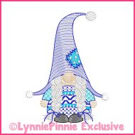 ColorWork Sketch Fill Winter Gnome Girl Machine Embroidery Design File 4x4 5x7 6x10
