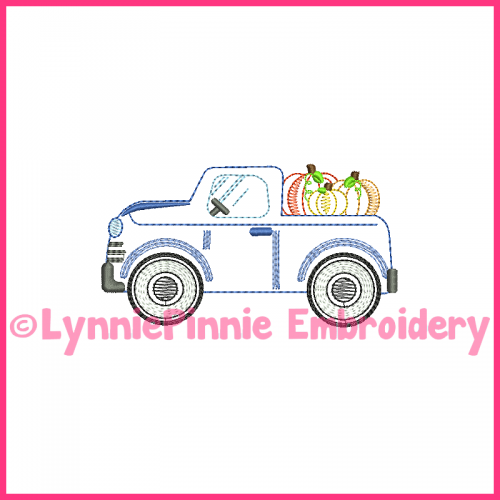 ColorWork Vintage Fall Truck with Pumpkins Embroidery Design 4x4 5x7 6x10 7x11