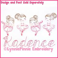 ColorWork Mini Ballerinas Sketch Machine Embroidery Design File 4x4 5x7 6x10