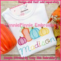 Pumpkin Patch Sketch Fill Machine Embroidery Design File 4x4 5x7 6x10
