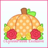 Bold Blanket Stitch Pumpkin with Roses Applique Machine Embroidery Design File 4x4 5x7 6x10 7x11